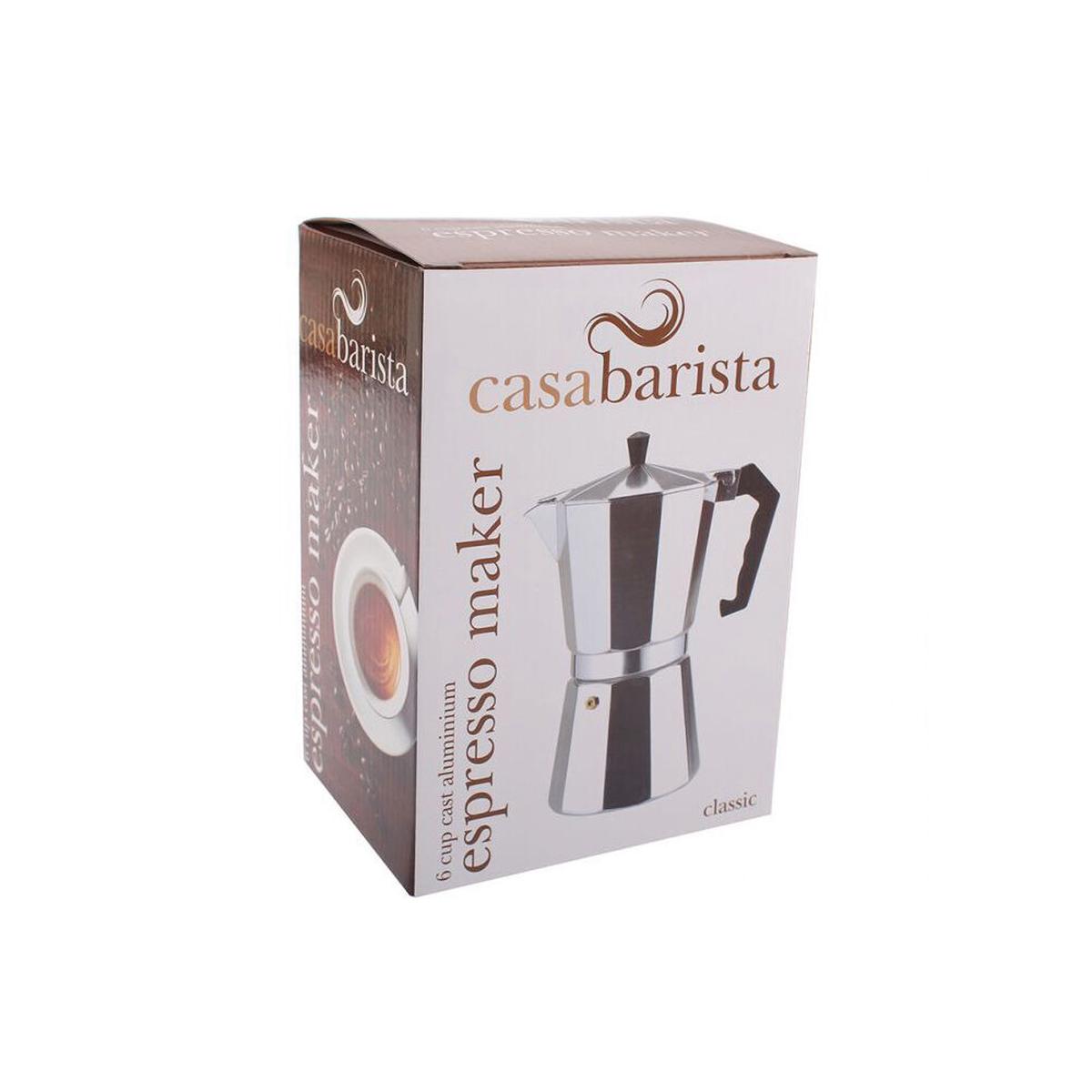 Casabarista Classic Aluminium 6 Cups Espresso Coffee Maker Moka Pot Silver