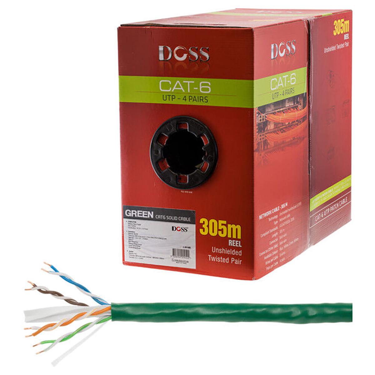 Doss CAT6 Solid UTP 4-Pair LAN Cable 305m (Green)