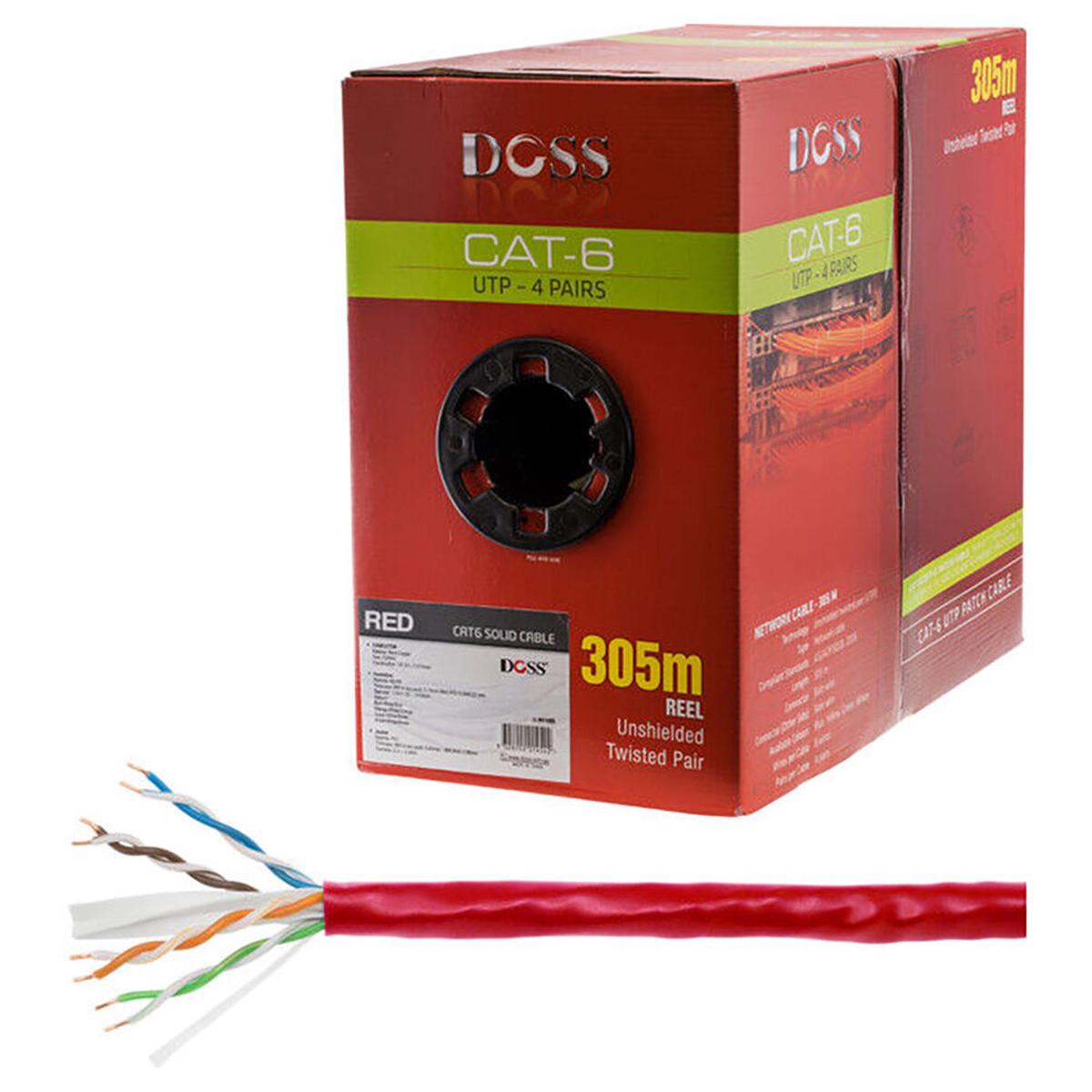 Doss CAT6 Solid UTP 4-Pair LAN Cable 305m (Red)