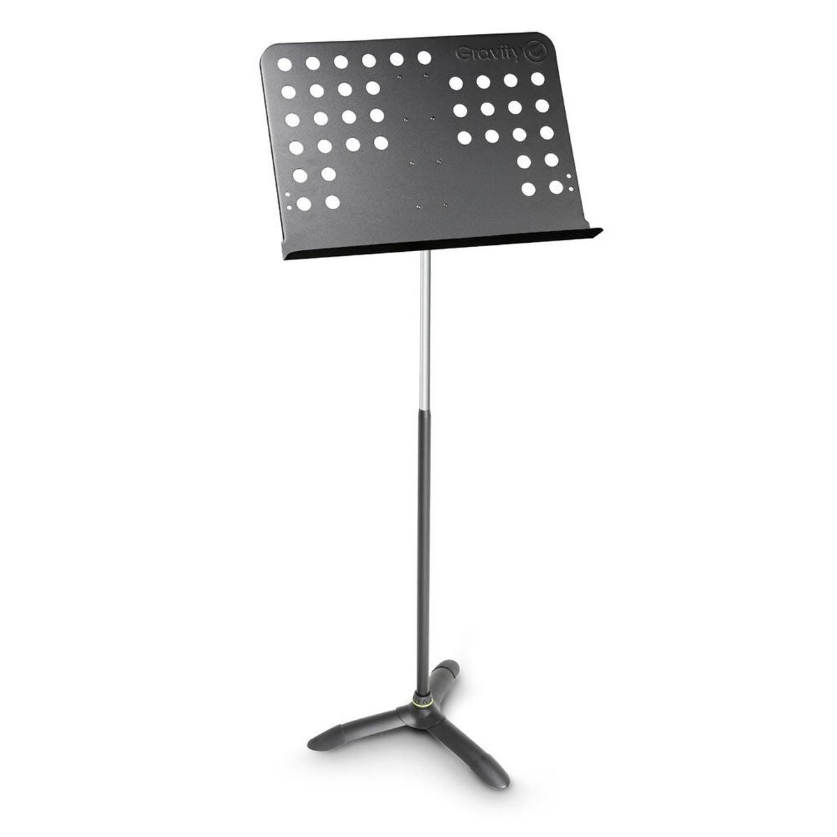 Gravity NSORC2 Orchestra 120cm Music Stand Tripod with Perforated Steel Desk Black