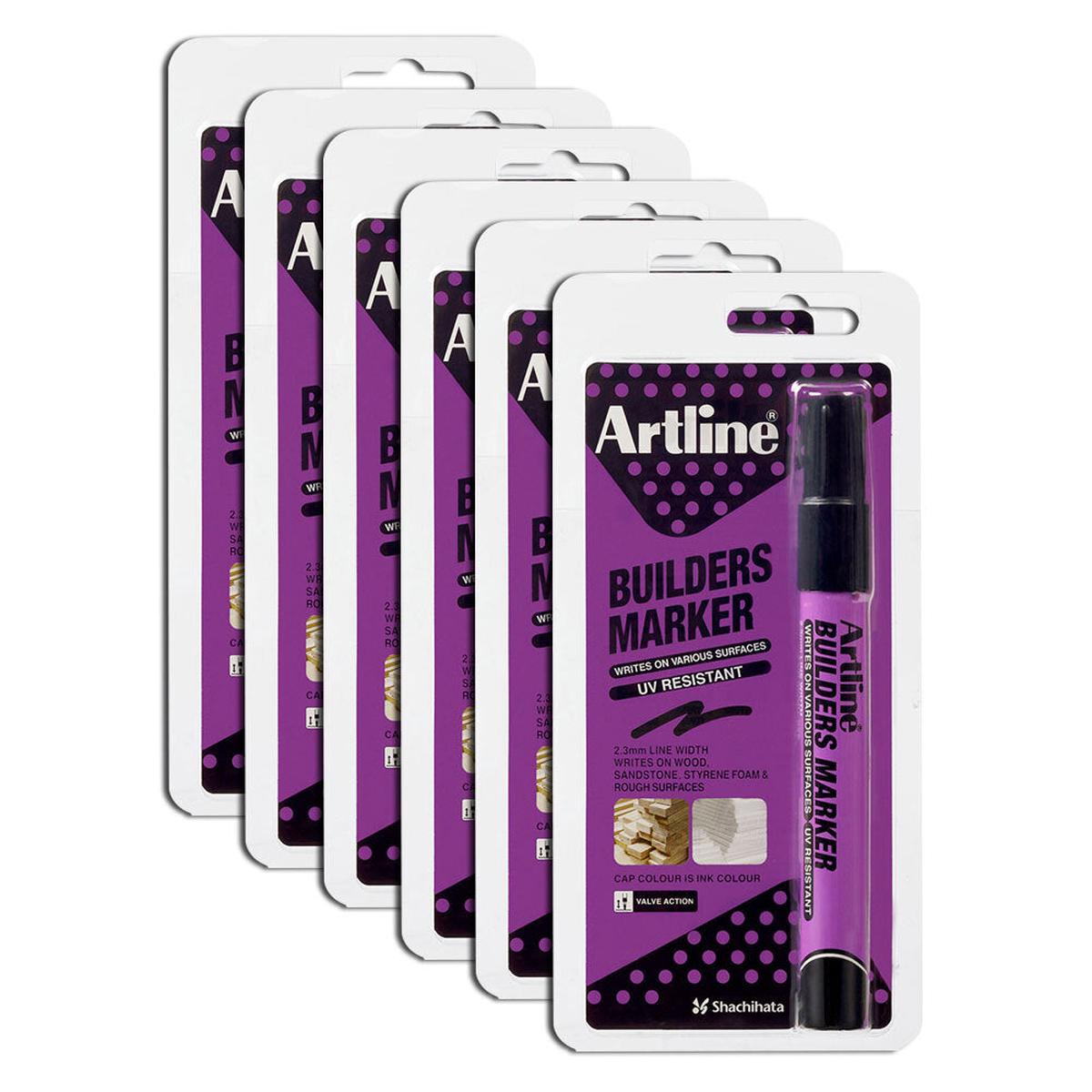 12PK Artline Builders Permanent Marker 2.3mm Bullet Nib - Black Hs