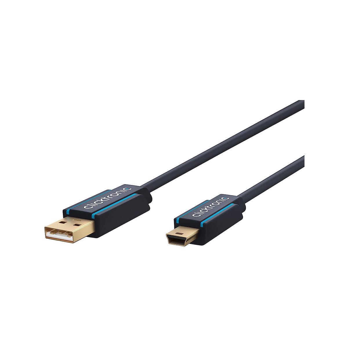 Clicktronic USB A 2.0 to USB MINI-B 5 Cable 1.8m (Black)