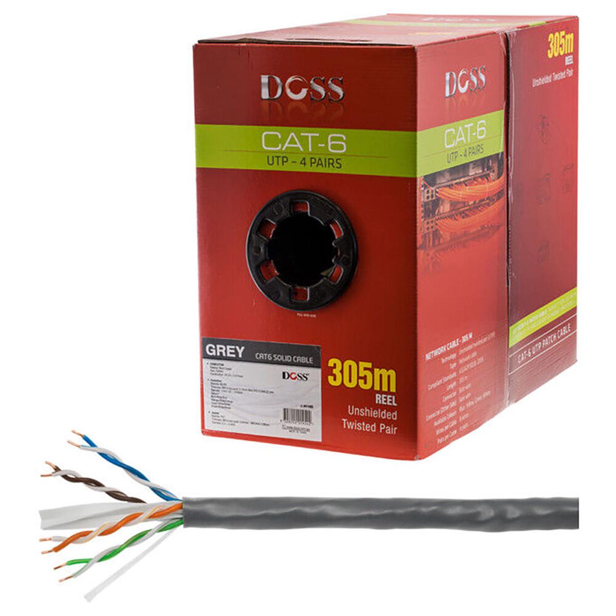 Doss CAT6 Solid UTP 4-Pair LAN Cable 305m (Grey)