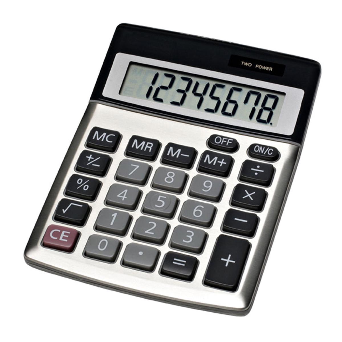 Jastek Compact Portable Desktop 8 Digit Math School or Work Calculator (Metal)