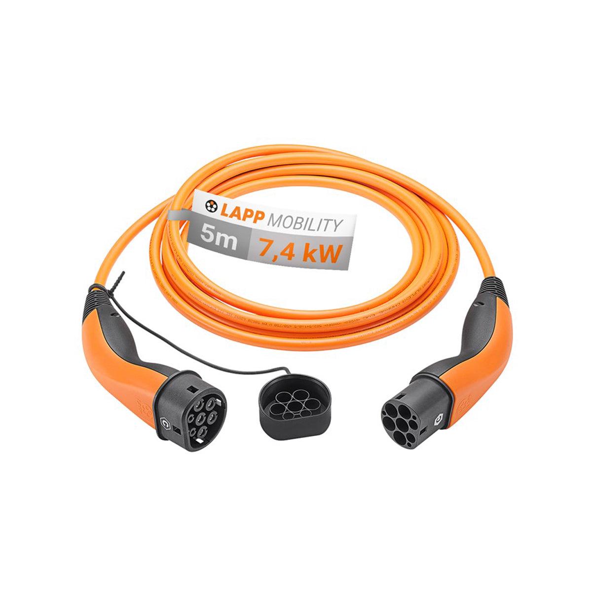 LAPP EV Charge Cable Type 2 (7.4kW-1P-32A) 5m (Orange)