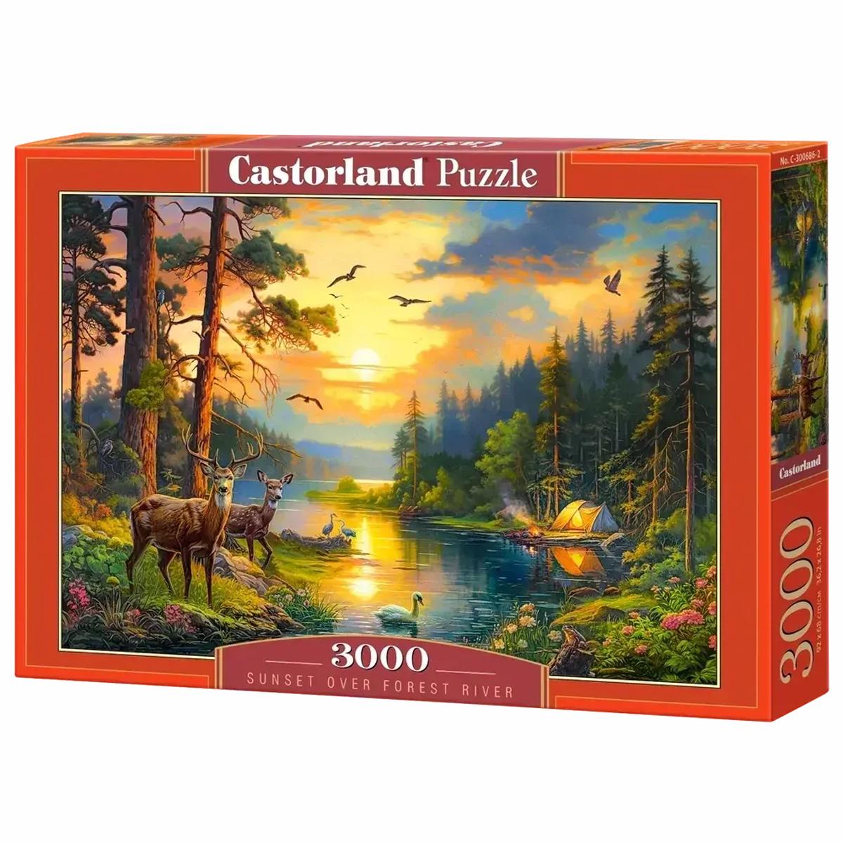 Castorland 3000-Pieces Sunset Over Forest River Puzzle