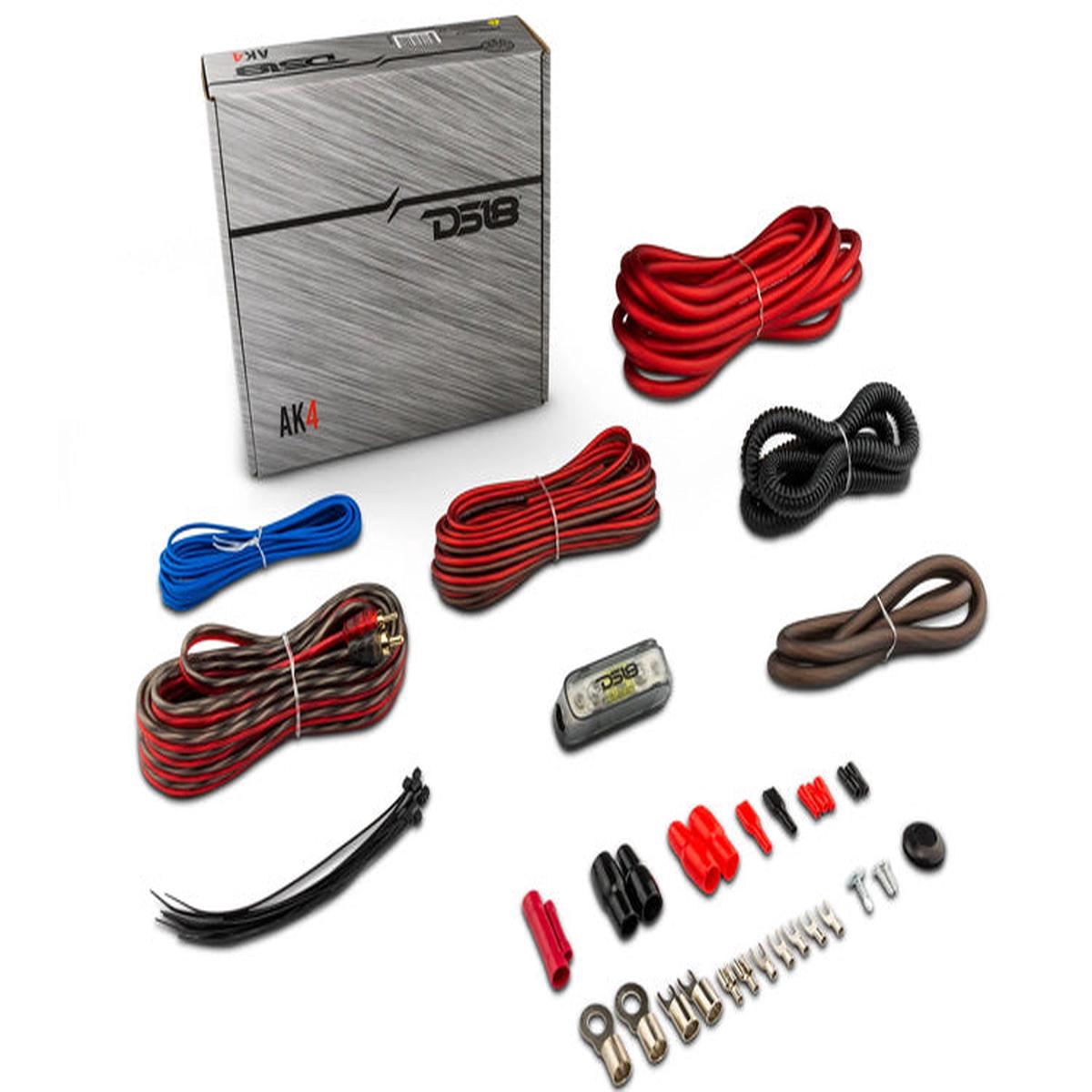 DS18 AK4 Complete 4 Gauge CCA Amplifier Installation Wiring Kit