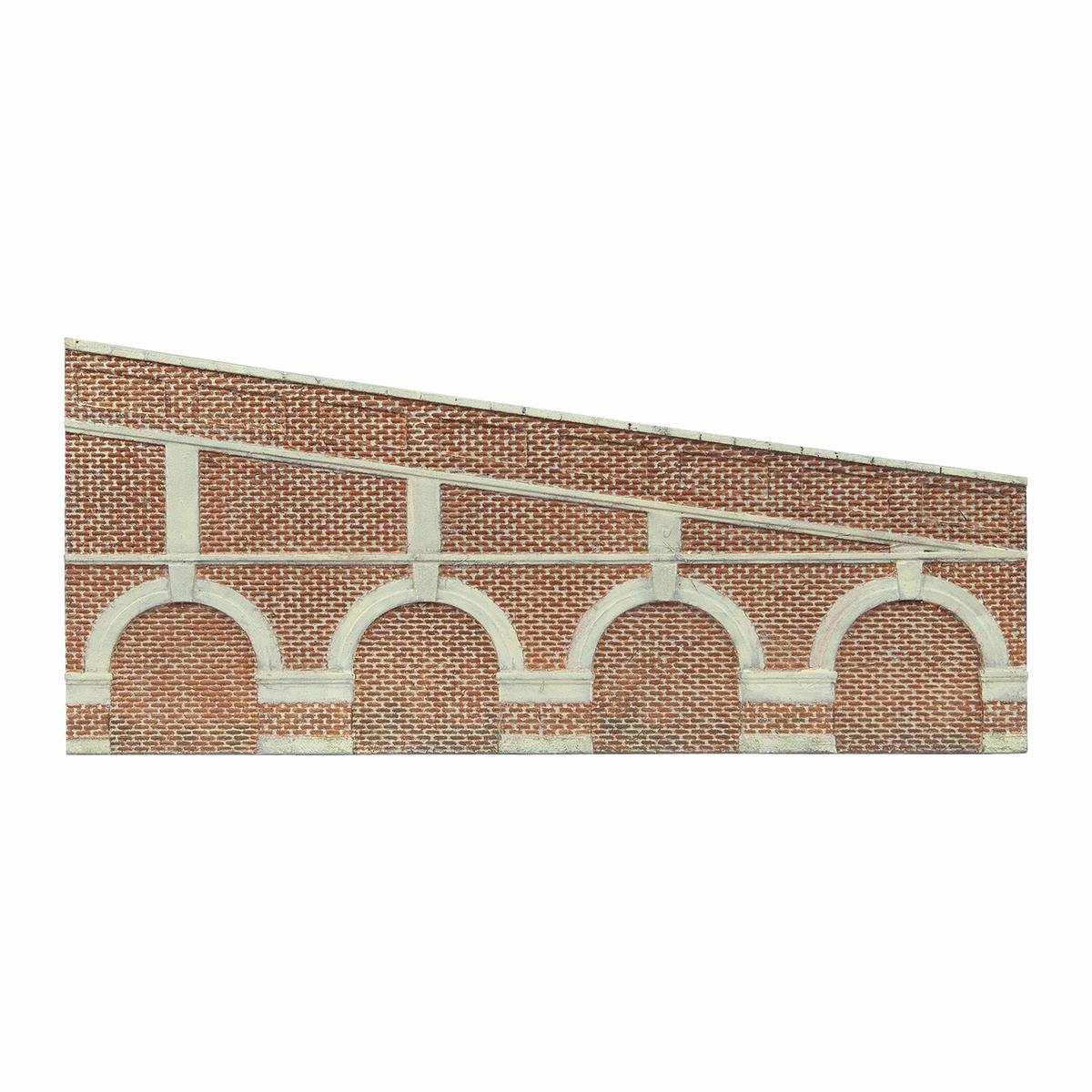 Hornby Mid Stepped Arched Retaining Walls X2 Red Brick