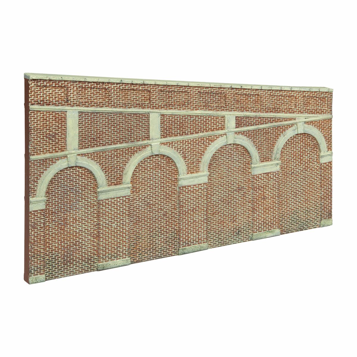 Hornby High Stepped Arched Retaining Walls X2 (Red Brick)