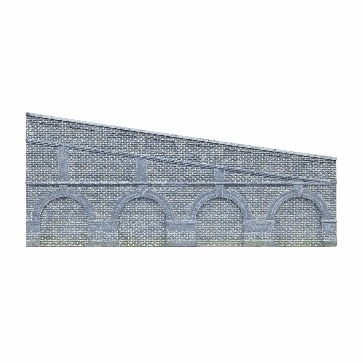 Hornby Mid Stepped Arched Retaining Walls x2 Engineers Blue Brick