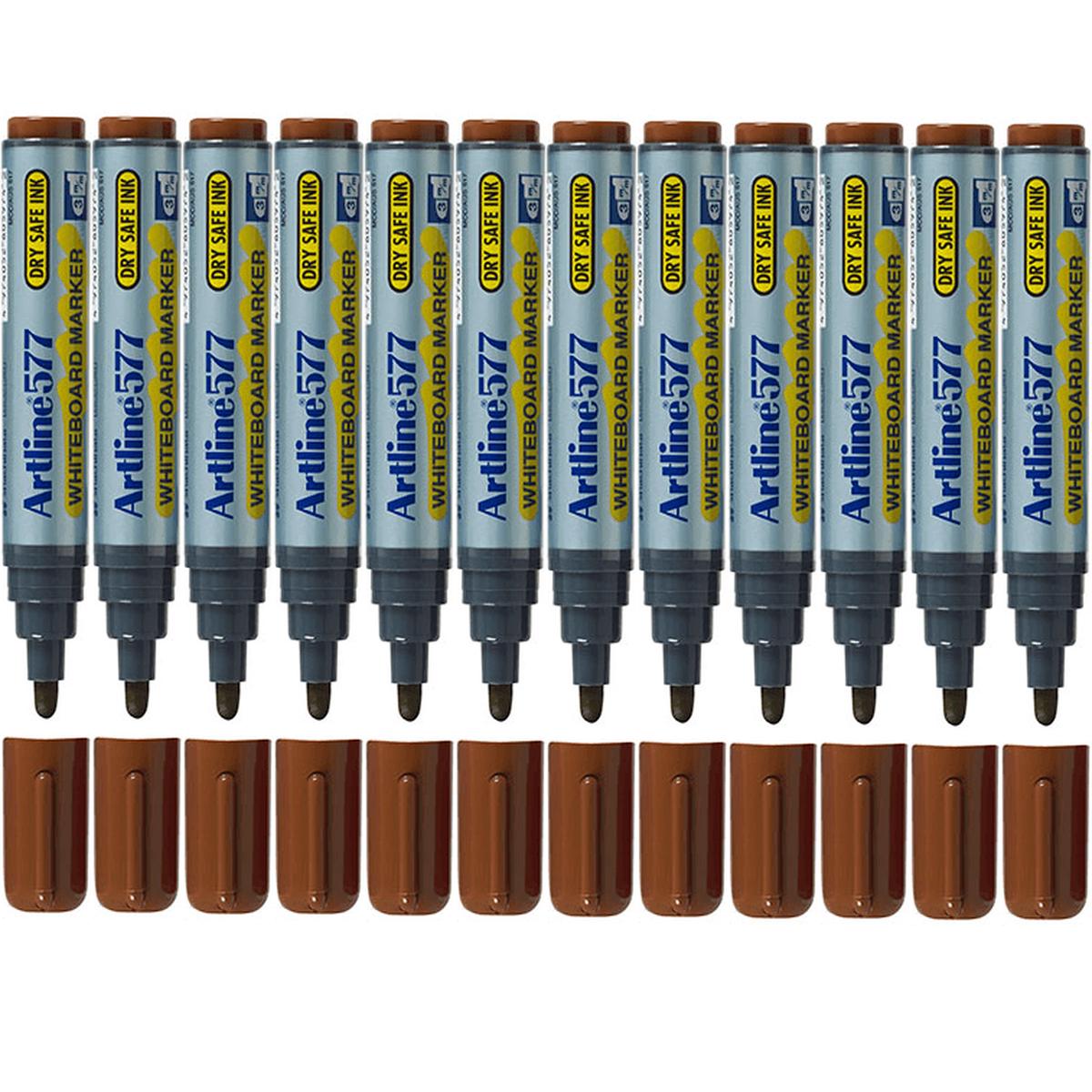 Artline 577 Whiteboard Marker 2 Bullet Tip Brown Box 12 Bulk