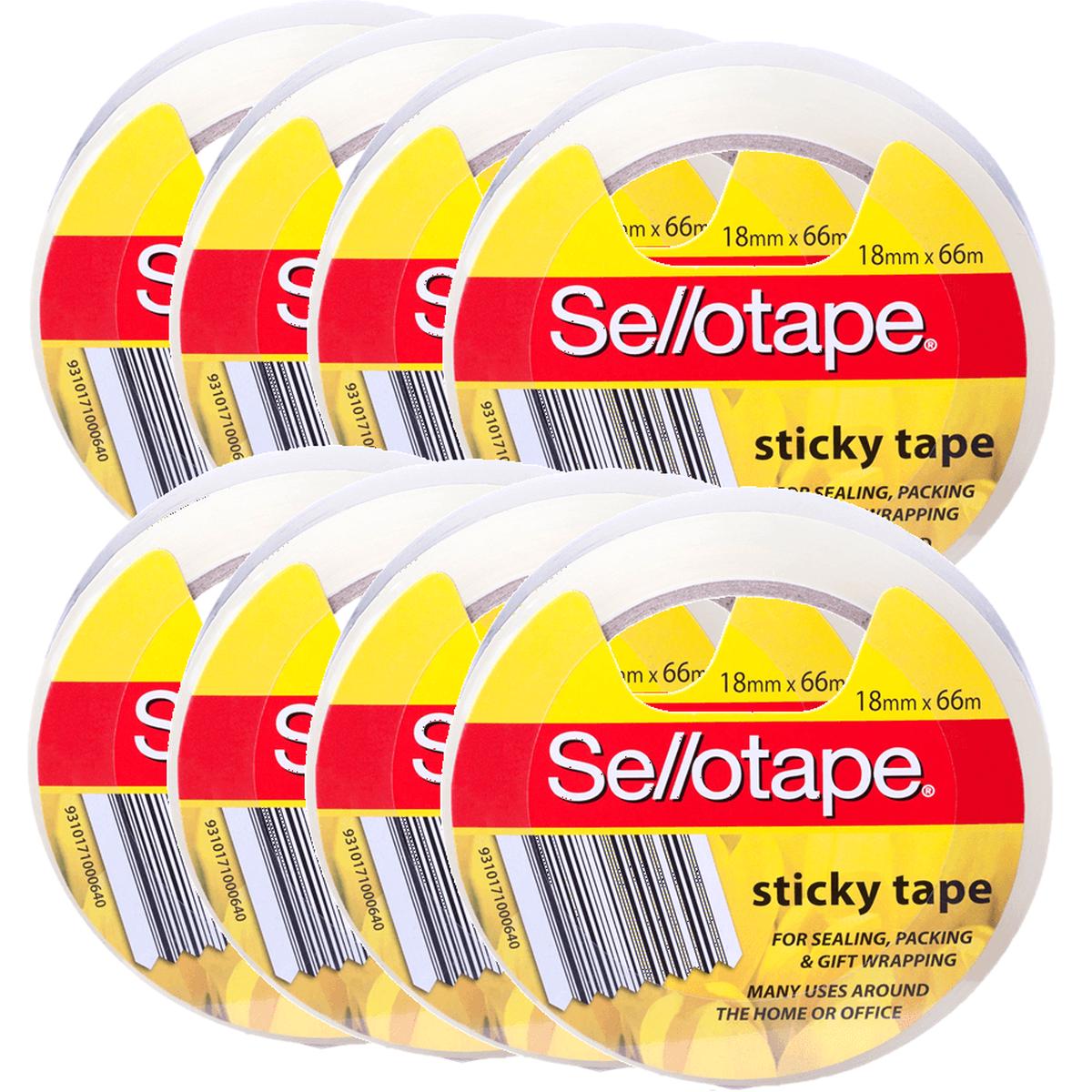 Sellotape Packaging Sealing Tape 18mmx66m 960106 8 Rolls