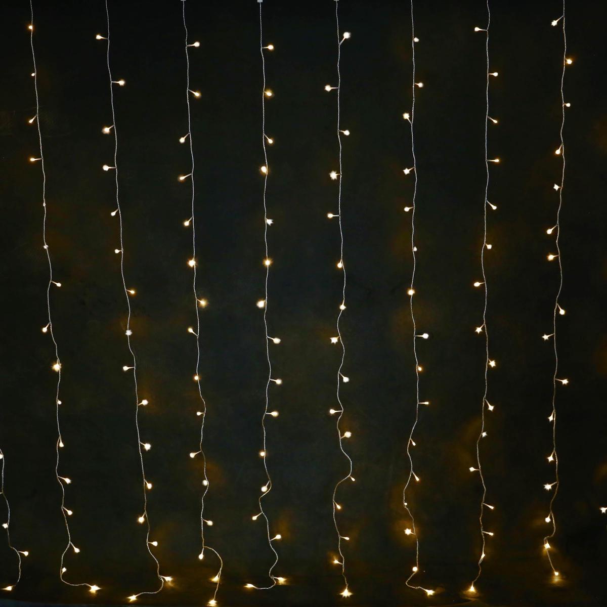 Lexi Lighting 160 LED Connectable Curtain Christmas Lights Warm White