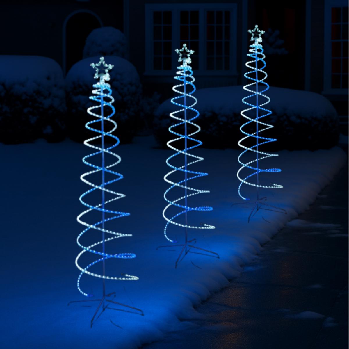 Lexi Lighting 2.1m LED Double Spiral Tree - White and Blue