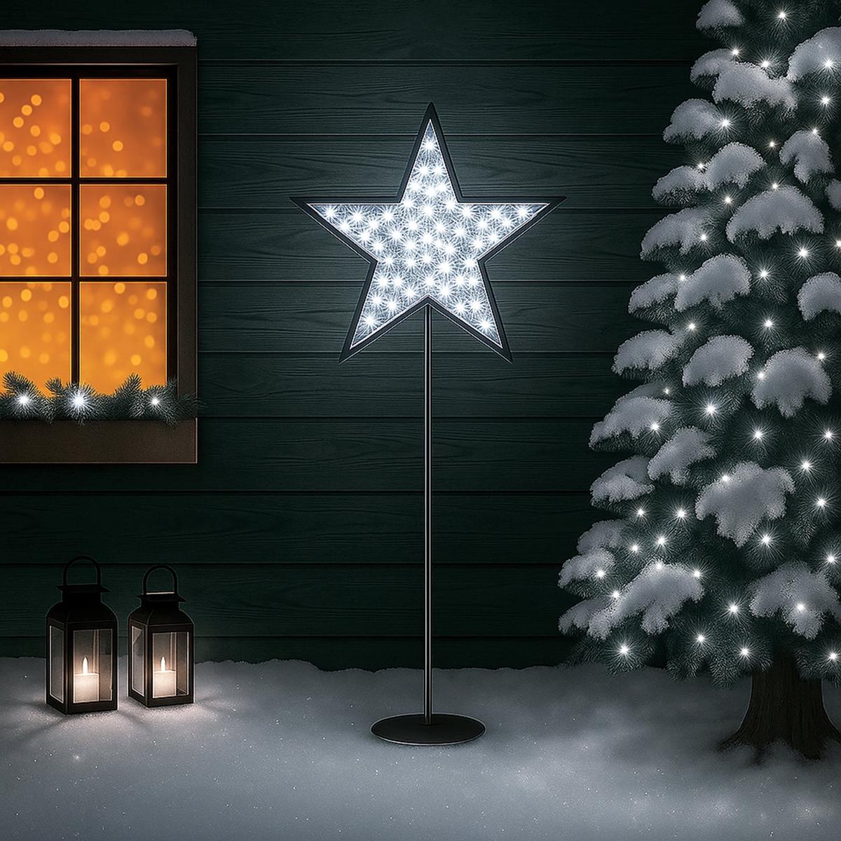 Lexi Lighting 2D Standing Mesh Star with Twinkle LED Christmas Lights White