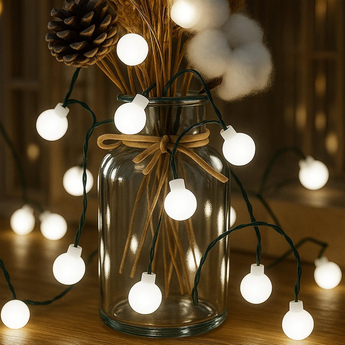 Lexi Lighting 300 LED Cluster Lights with Cherry Balls - White