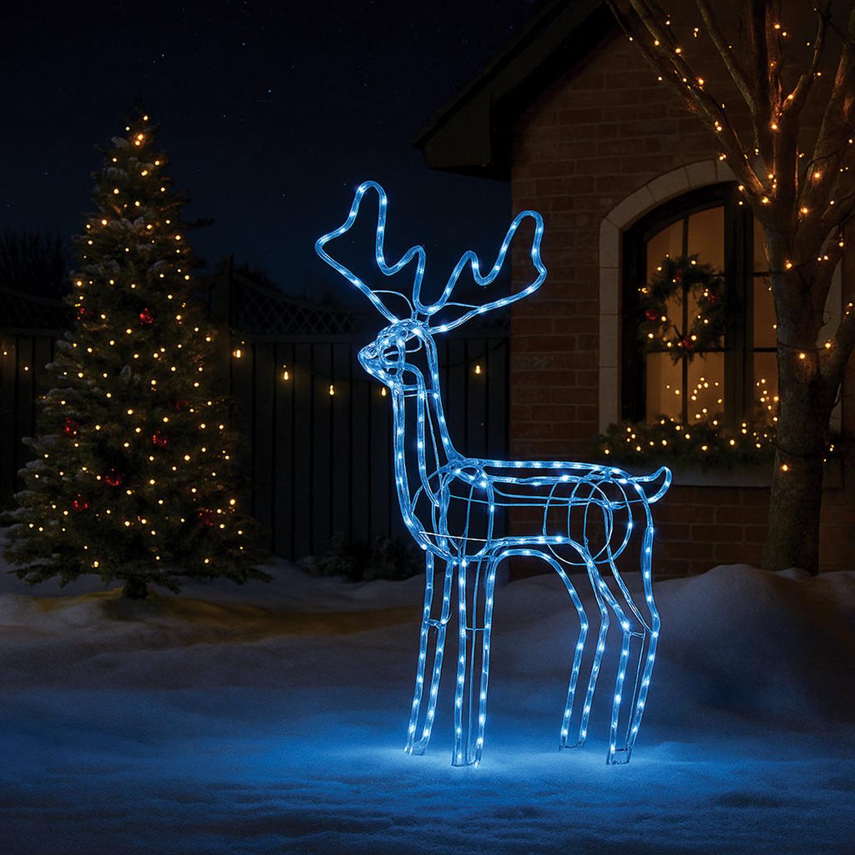 Lexi Lighting 3D Illuminated LED Reindeer With Motor - Blue