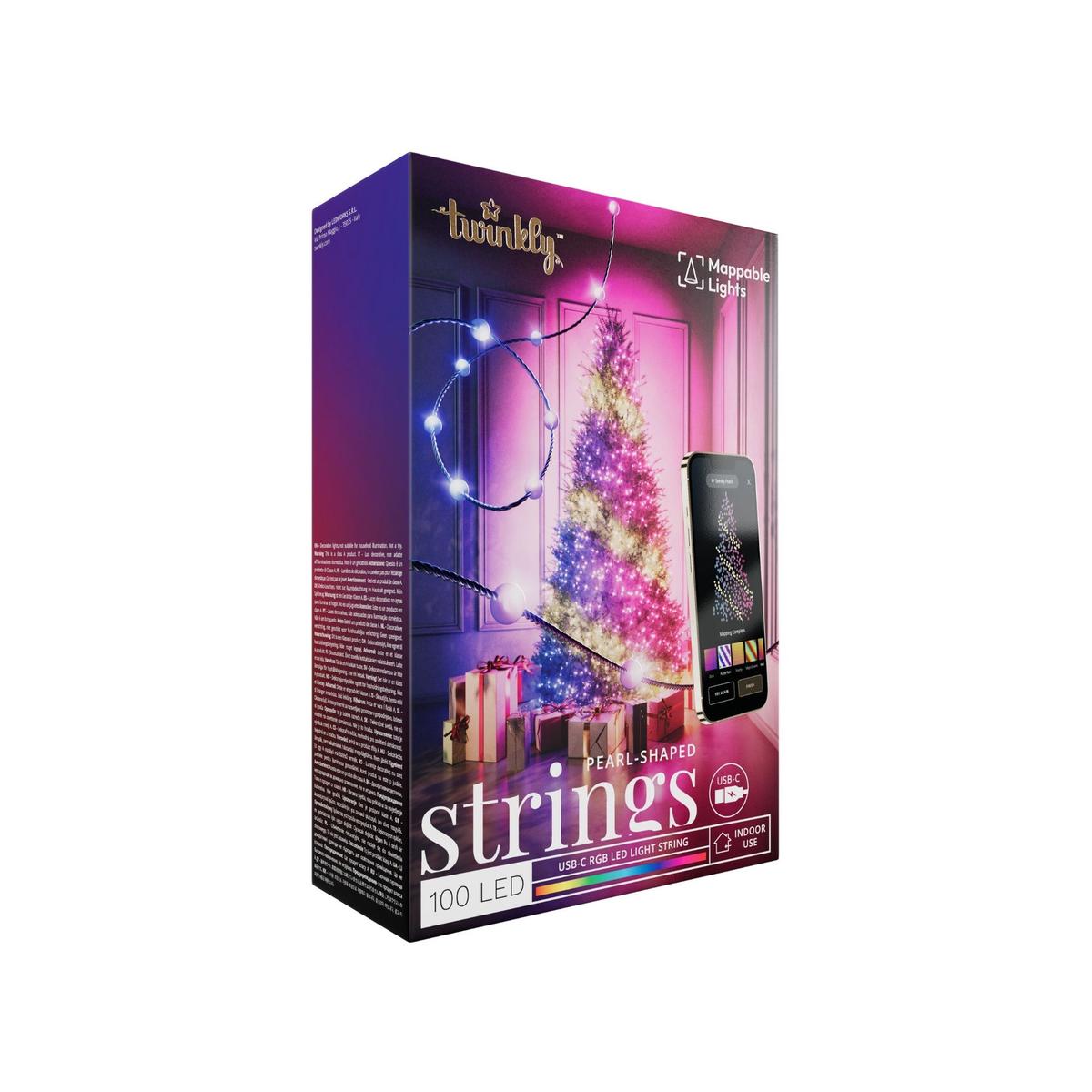 Twinkly Candie Christmas String Light RGB 100 LED USB-C Green Wire Pearl Shape