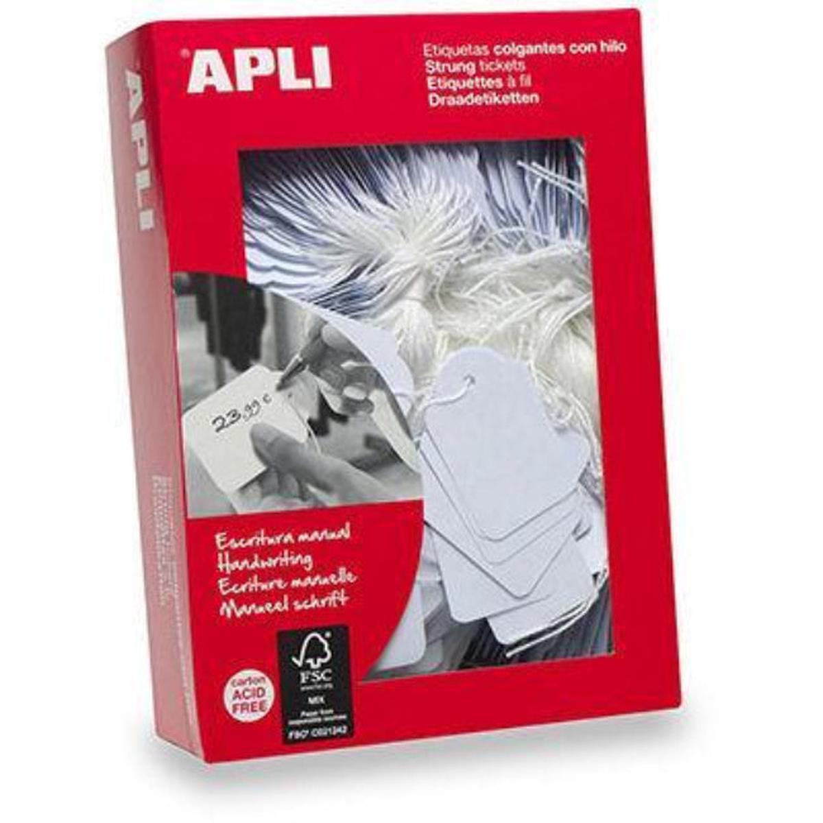 Apli Strung Tickets Handwriting 36x53mm White Box 500