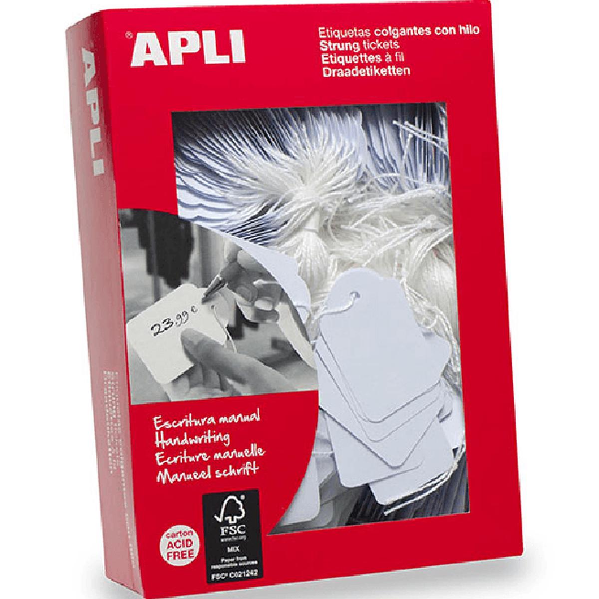 Apli Strung Tickets Tags 13x20mm White Box 1000