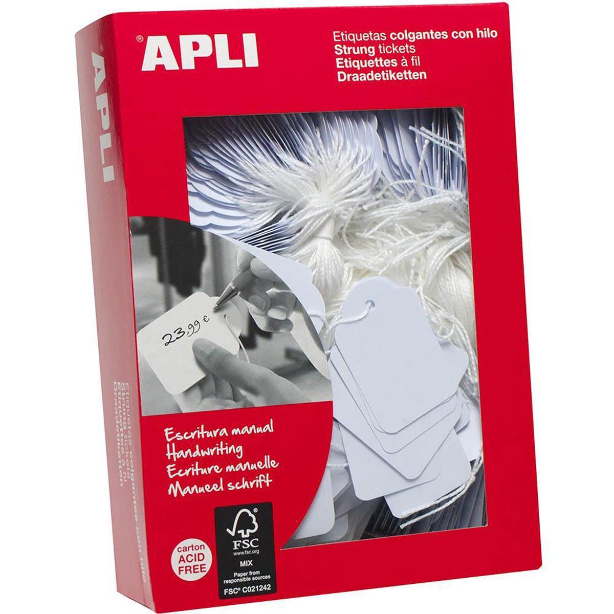 Apli Strung Tickets Tags 13x34mm White Box 1000