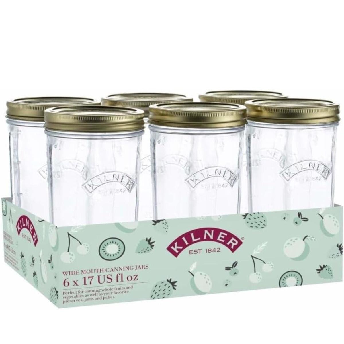 Kilner Set of 6 Wide Mouth Preserve Jars 500ml