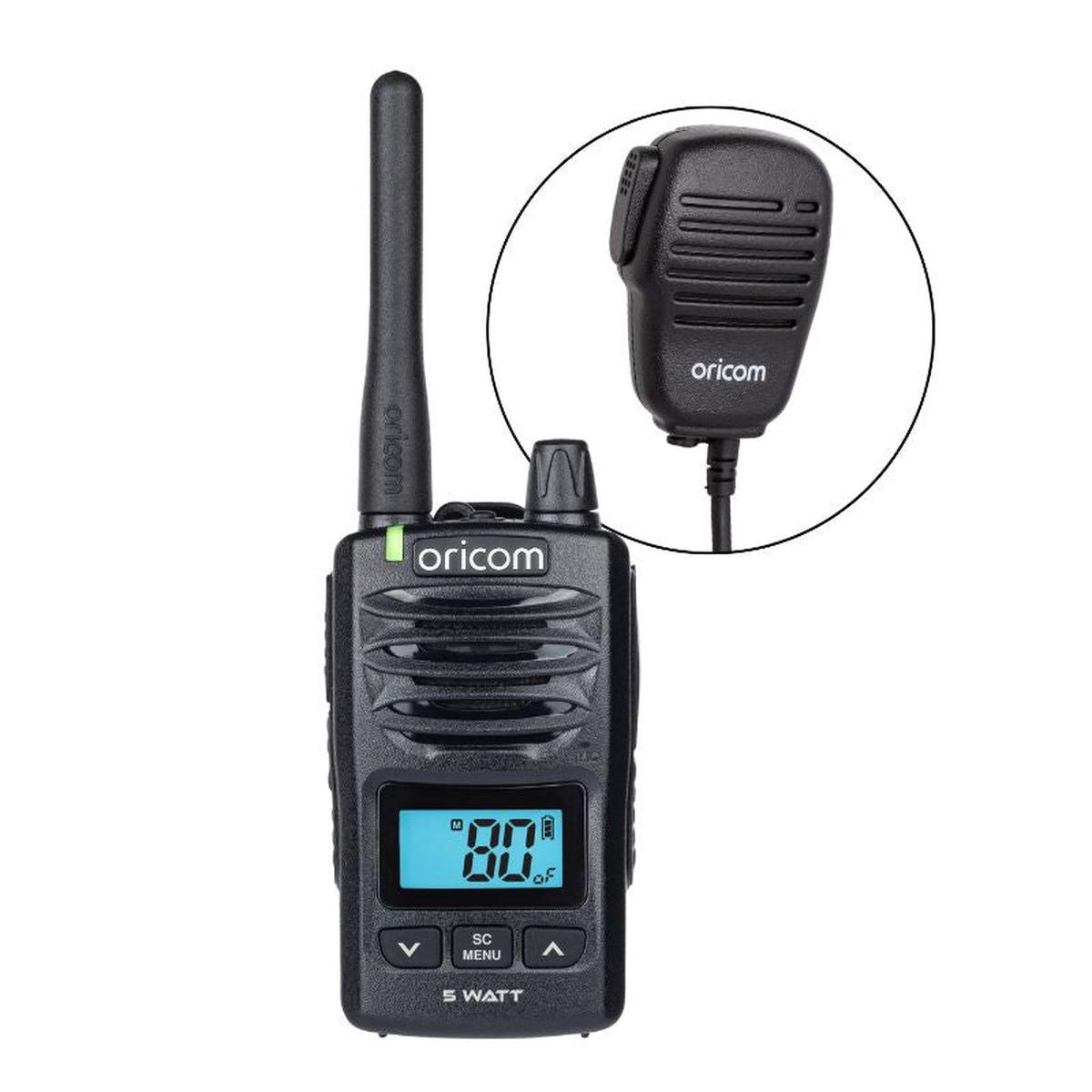 Oricom DTX600 Waterproof 5W Handheld UHF CB Radio with Bonus Speaker Mic