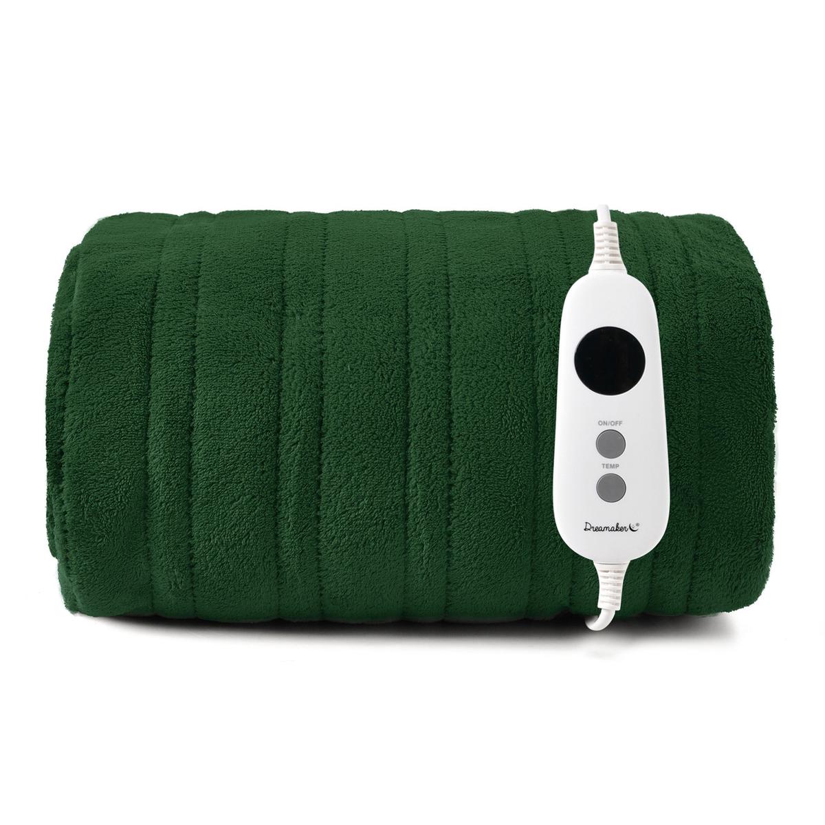 Dreamaker Coral Fleece Electric Heated Throw Blanket [130x160cm] (Eden Green)