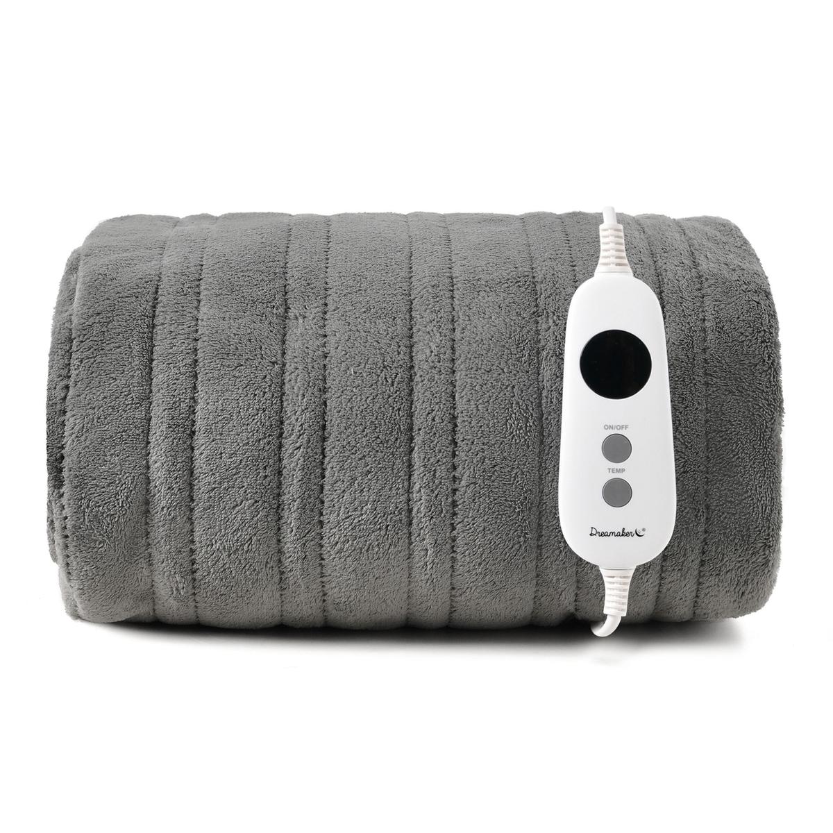 Dreamaker Coral Fleece Electric Heated Throw Blanket [130x160cm] (Silver)
