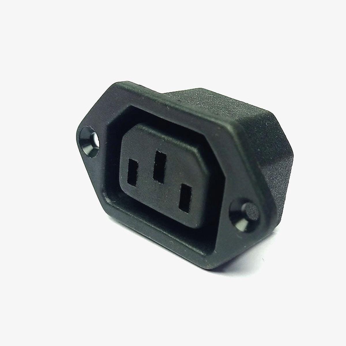 3-Pin Female Panel Mount AC Power Supply Socket - 10A 250V