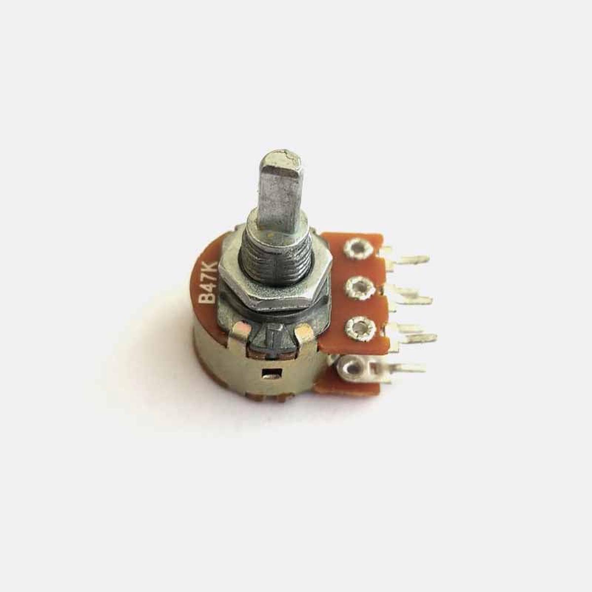 47K Ohm Dual Gang Rotary Potentiometer - Large 6 Pin Potentiometer