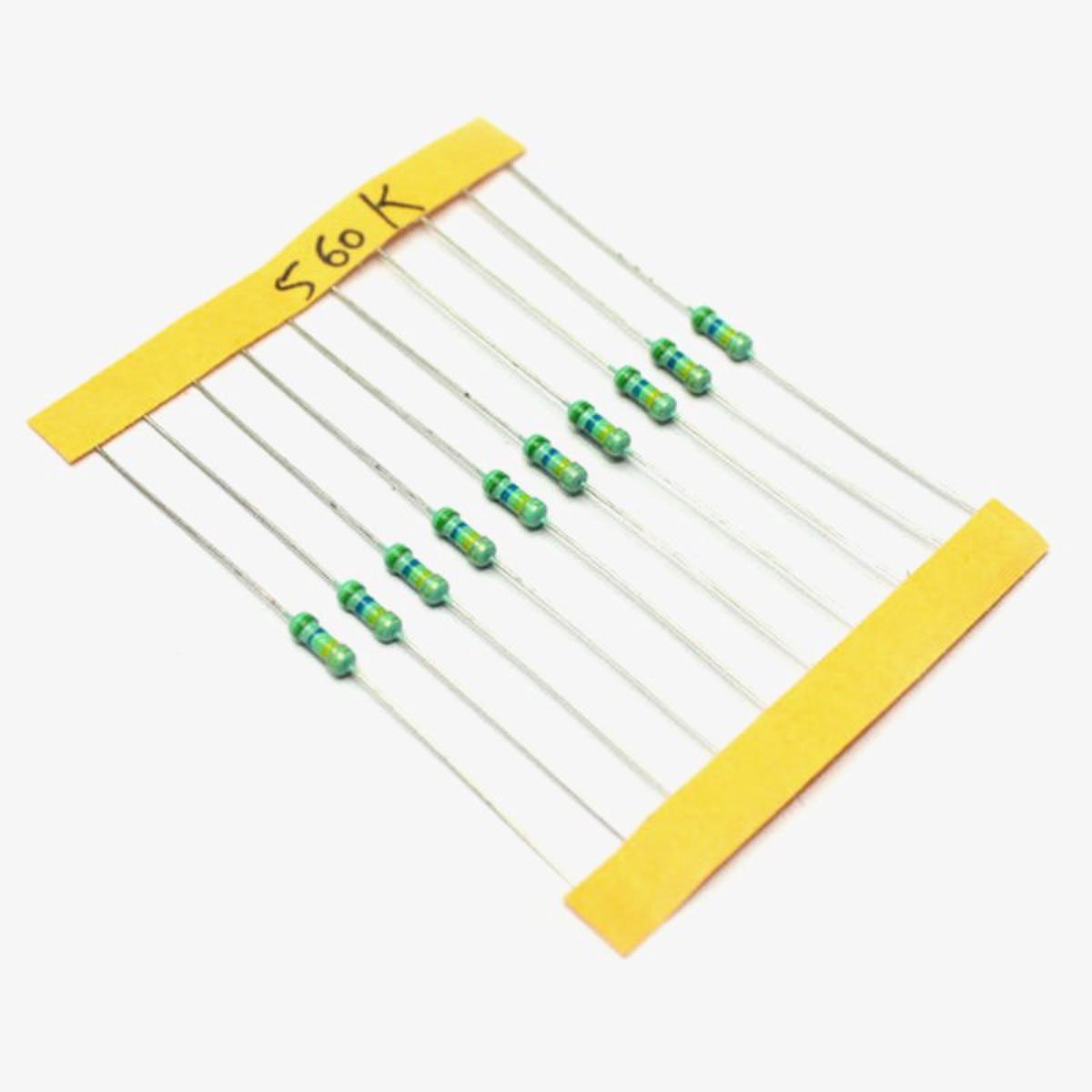 560K ohm, 1/4 Watt Resistor with 5% tolerance (Pack of 10)