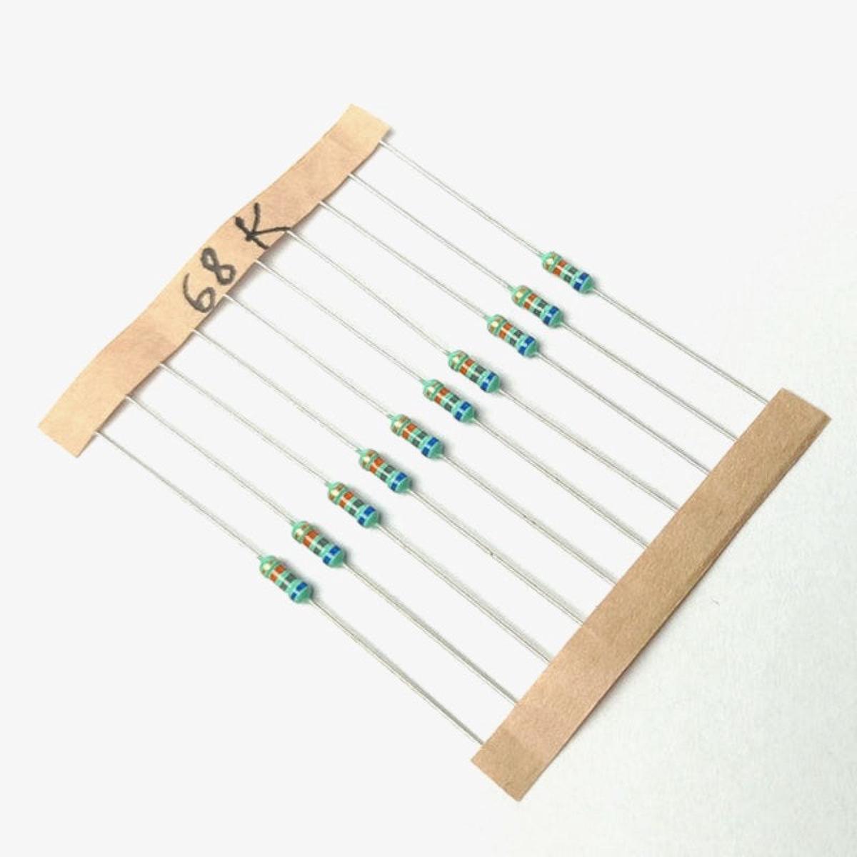 68K ohm, 1/4 Watt Resistor with 5% tolerance (Pack of 10)