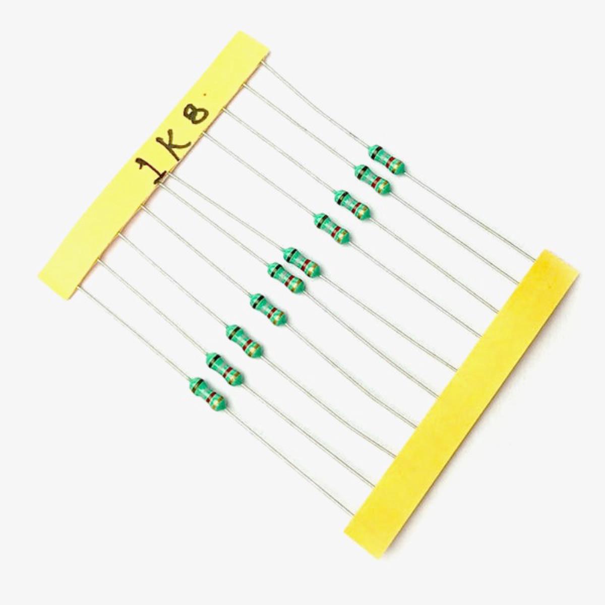 1.8K ohm, 1/4 Watt Resistor with 5% tolerance (Pack of 10)