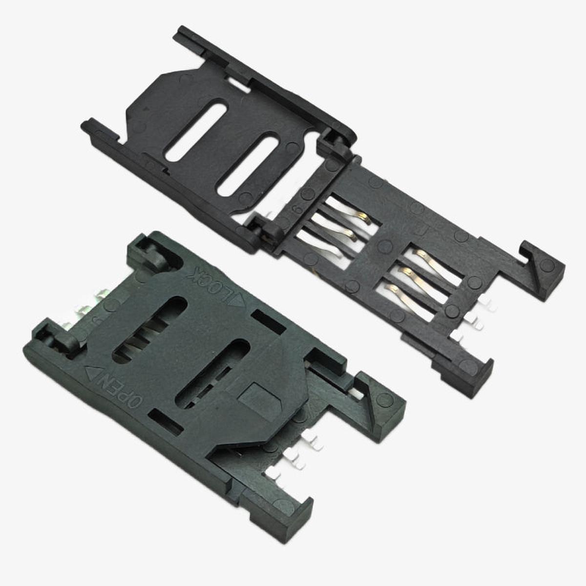 6 pin Flip Open SIM Card Holder - Hinge Cover Type