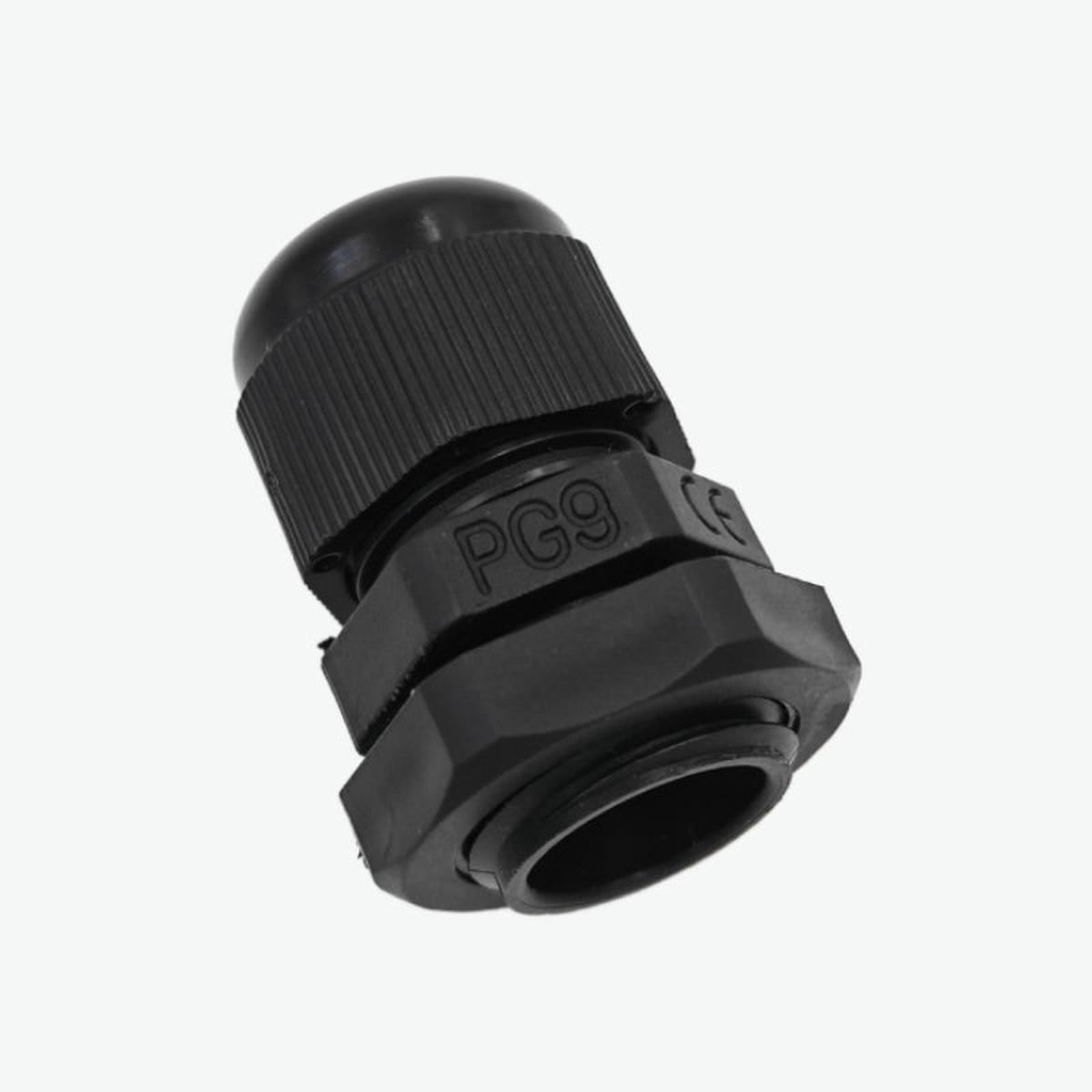 PG9 Cable Gland Connector (DIA-15mm)- Plastic Nylon Gland - Black