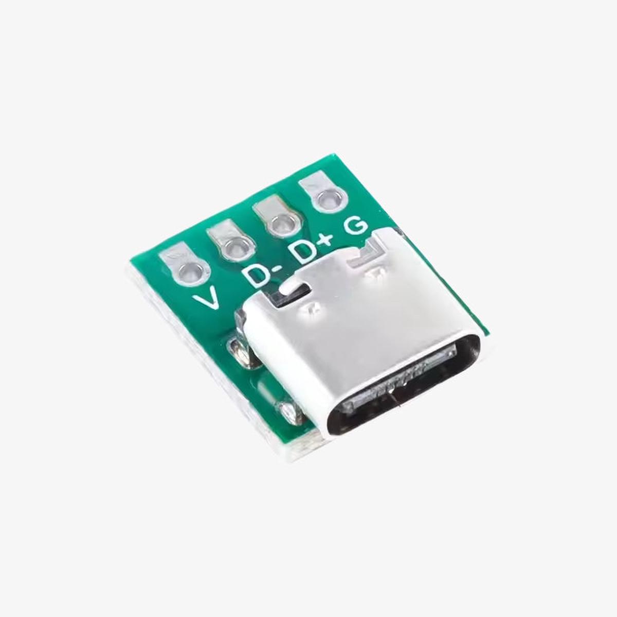 USB 3.1 Female Socket Type-C Connector 4-Pin Breakout PCB Board