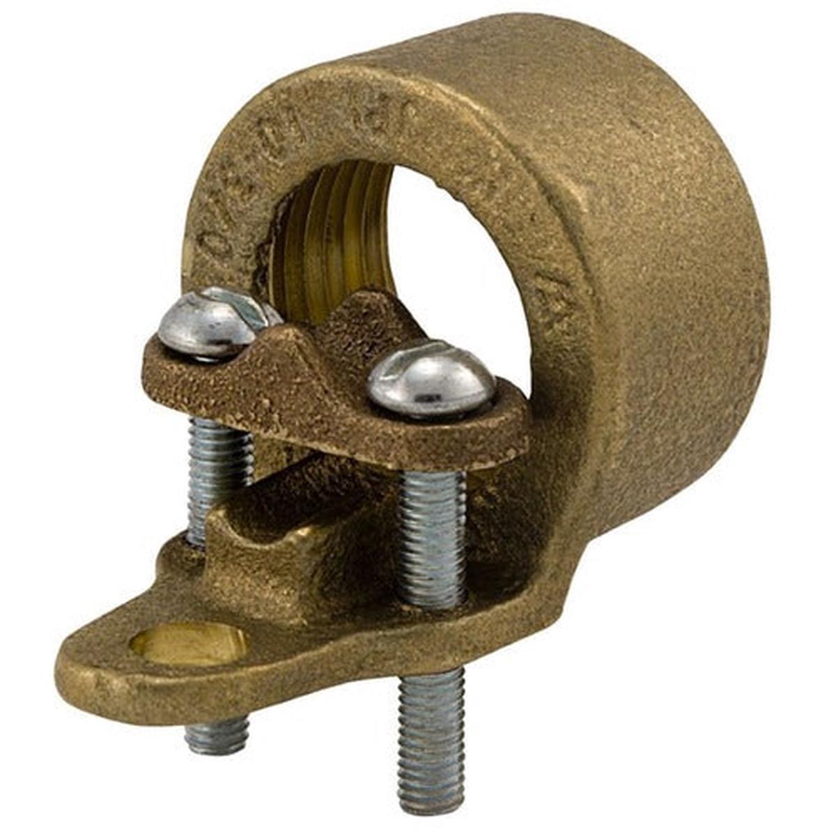 3/4" Ground Clamp with Strap Ground, Wire Range 10 AWG Solid to 2/0 AWG