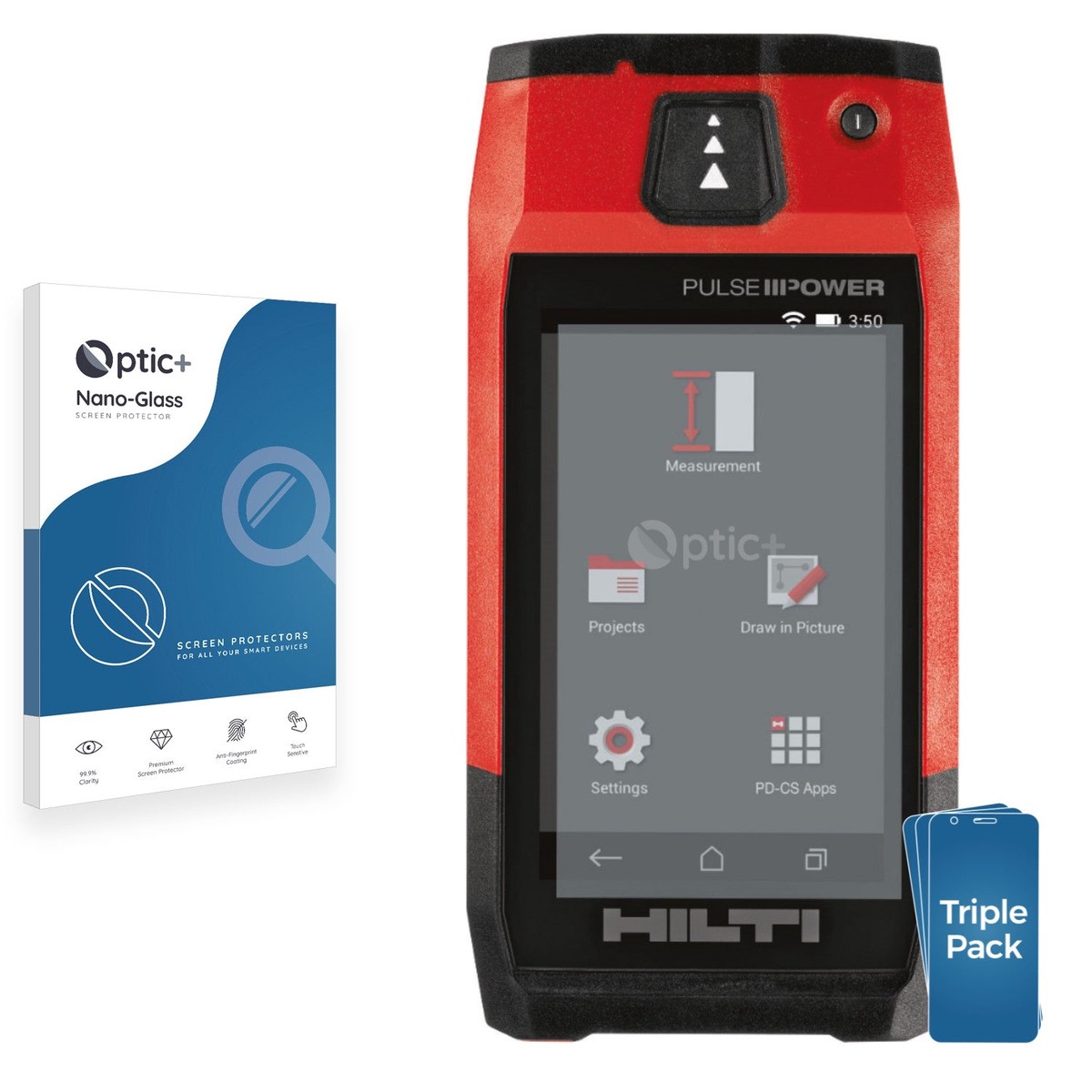3pk Optic Nano Glass Screen Protectors for Hilti PD-CS