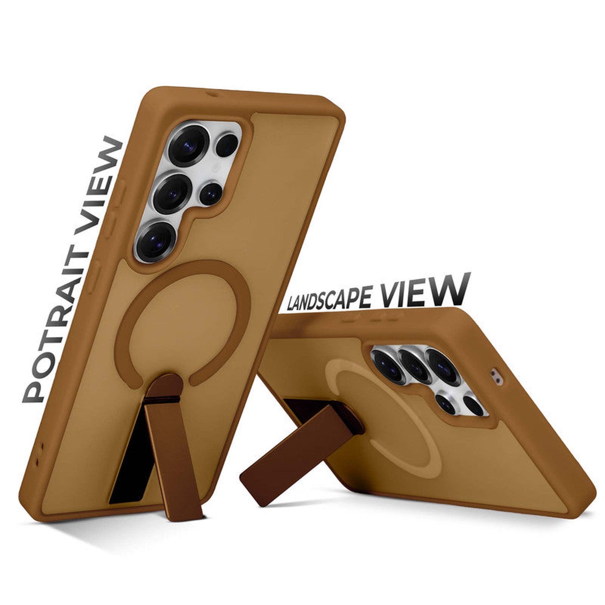3-in-1 Frosted Back Case for Samsung S24 Ultra 5G with Magnetic Support Vertical Stand Silicone Grip