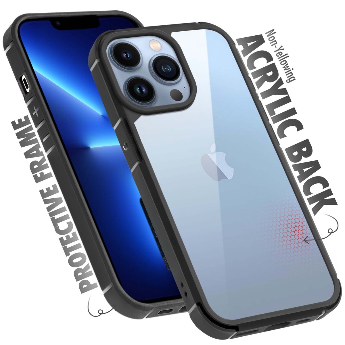 Silicone Border Transparent Back Cover for Apple iPhone 13 Pro Max