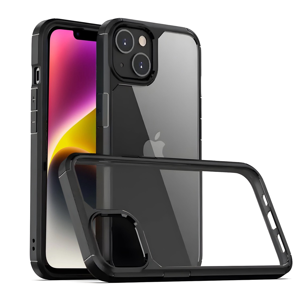 Silicone Border Transparent Back Cover for Apple iPhone 14 Plus