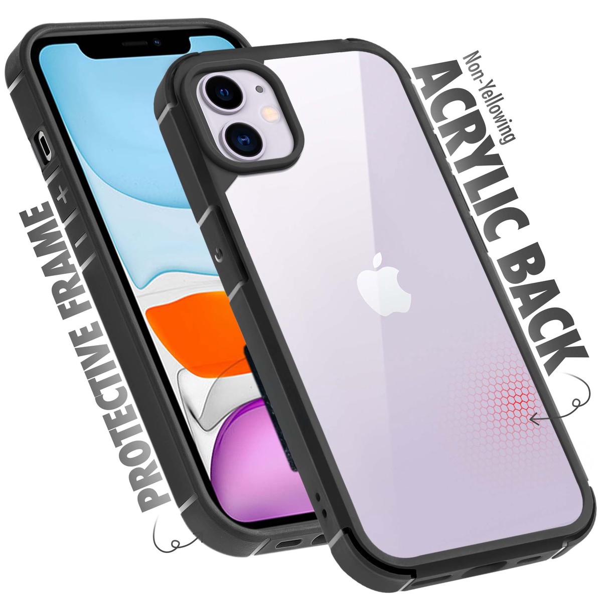 Silicone Border Transparent Back Cover for Apple iPhone 11