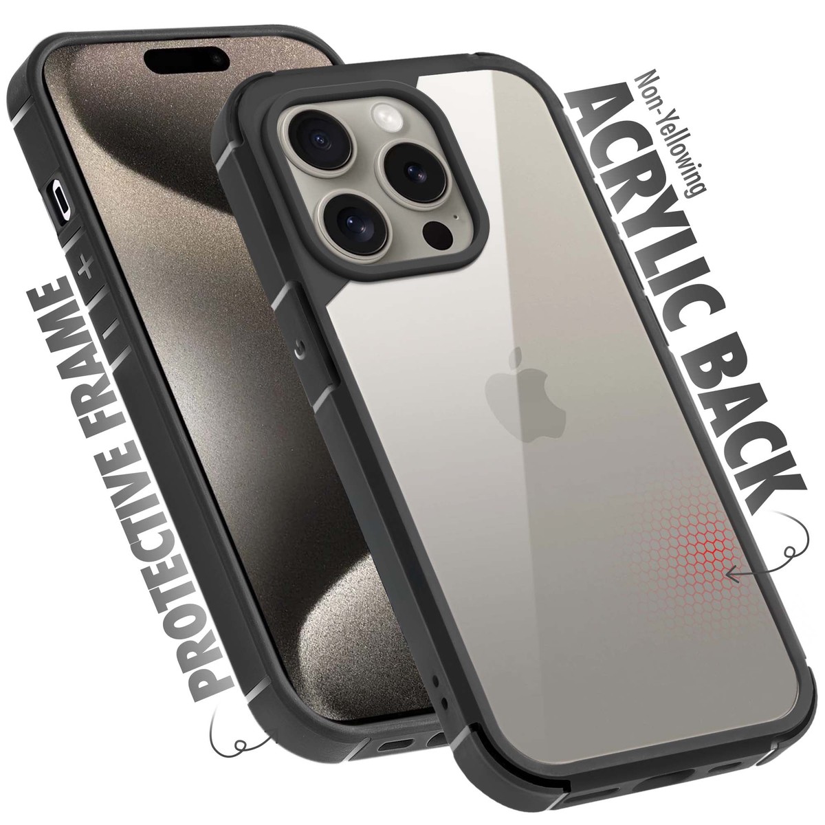 Silicone Border Transparent Back Cover for Apple iPhone 15 Pro Max