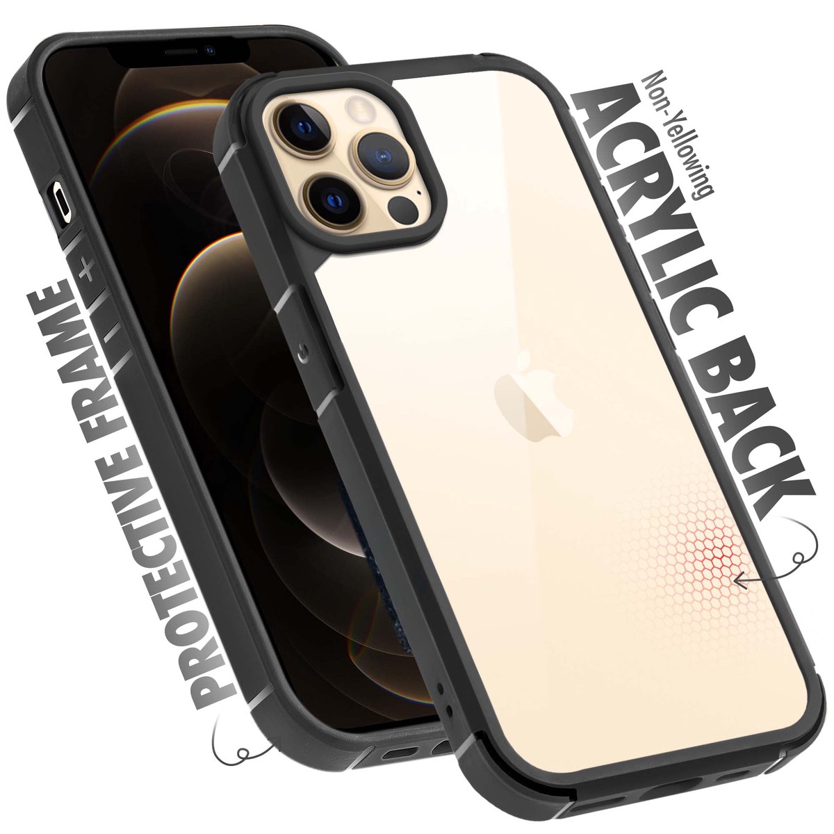 Silicone Border Transparent Back Cover for Apple iPhone 12 Pro