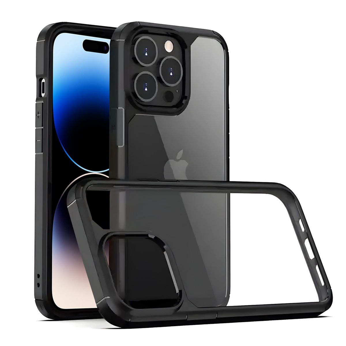 Silicone Border Transparent Back Cover for Apple iPhone 14 Pro Max