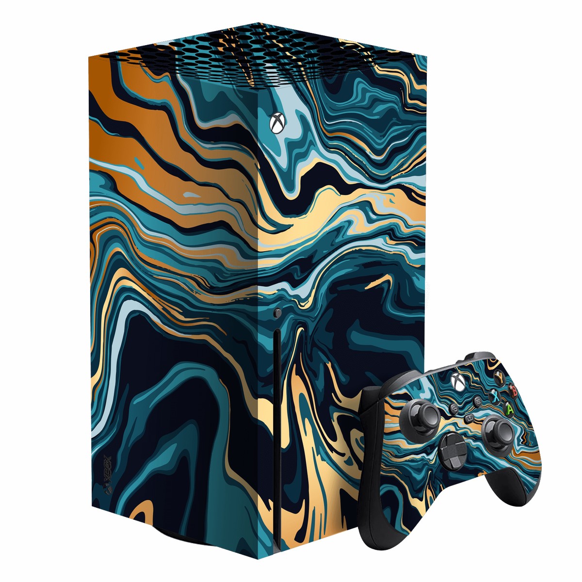 XBOX Series X SIGNATURE Indigo-Gold Liquid Skin