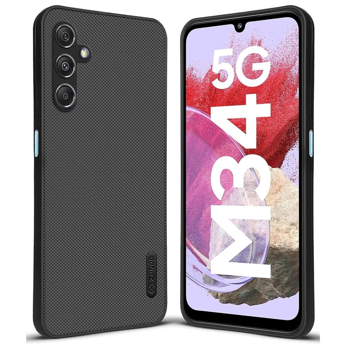 ZUNDO Dotted Silicon Back Case Cover for Samsung M34 5G Samsung F34 5G Camera Bumper Protection Back Cover (Black)