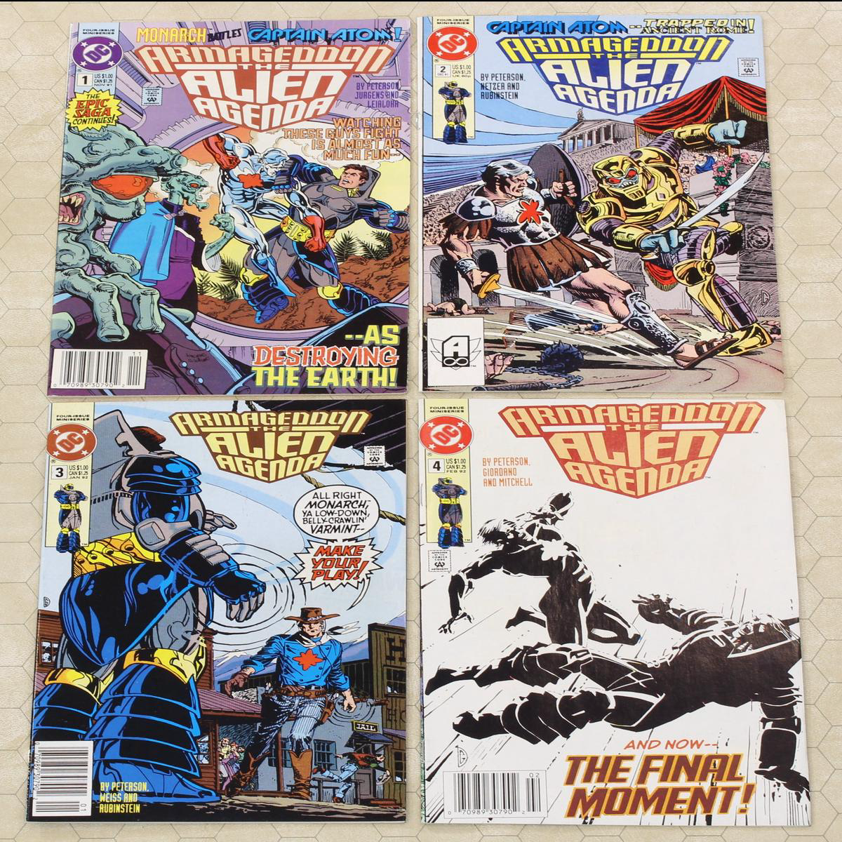 ARMAGEDDON the ALIEN AGENDA 1 8211 4 (1991) Complete Set w Newsstand variants (DC Comics lot)