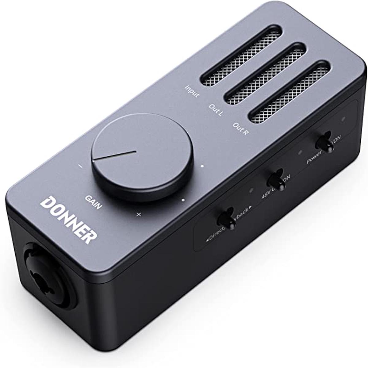 Donner USB Audio Interface Guitar Adapter Interface for iPhone iPad Mac IOS and PC with USB-C Lightweight Audio Adapter with 48V Power for 192kHz 24Bit Recording